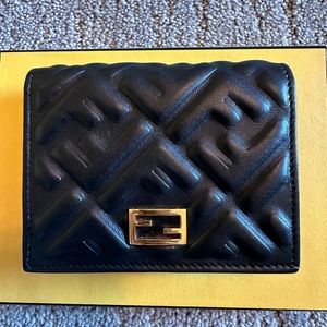 Fendi Black Nappa Leather Compact Wallet